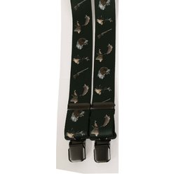 Suspenders deer, dog and gun motif